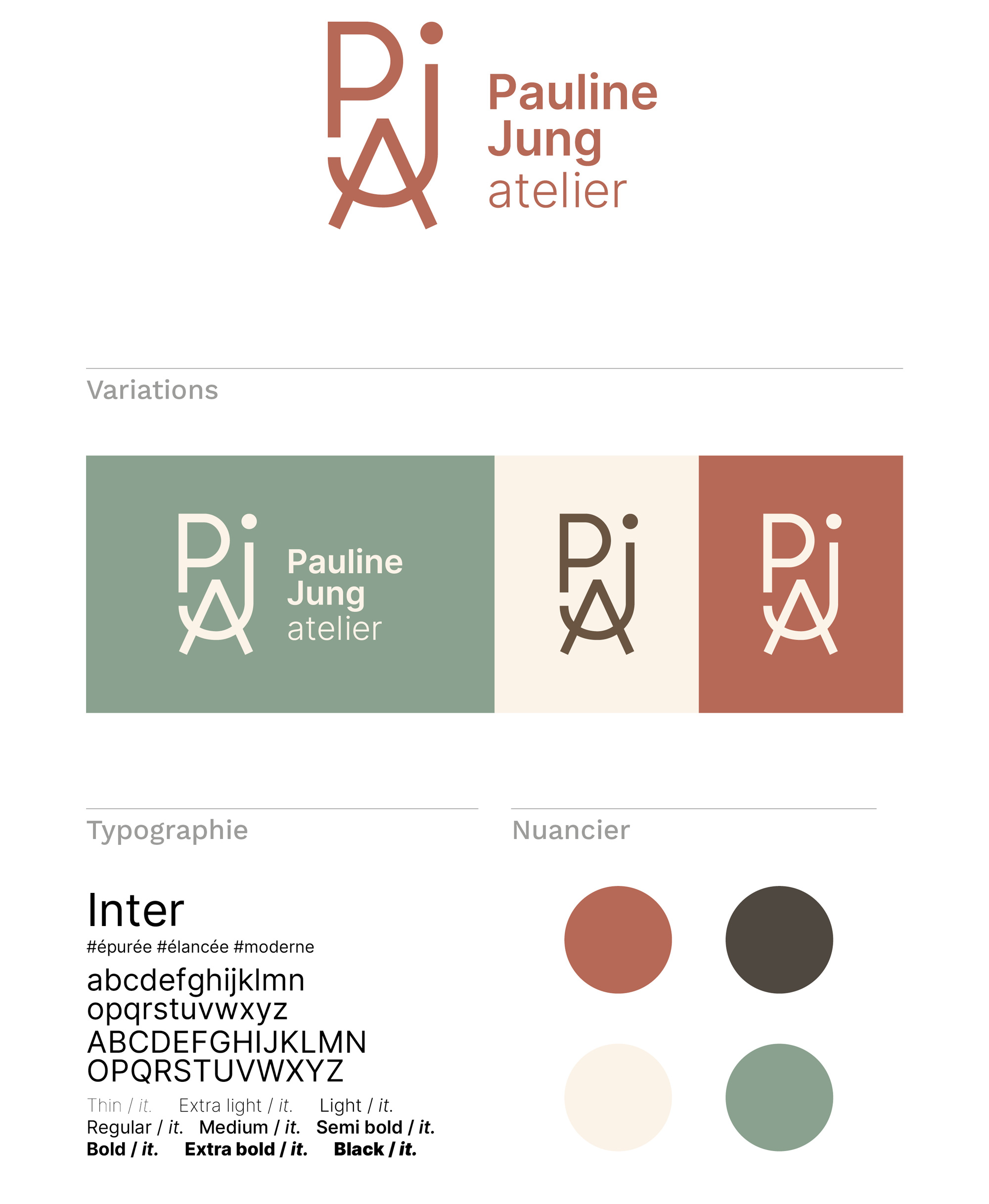 Pauline Jung Atelier charte graphique Pauline Jung Atelier • logotype Louise Devalois